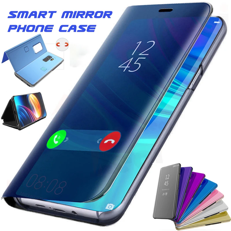 Зеркало Смарт флип чехол для samsung Galaxy Note 10 Pro 9 8 S10 S9 S8 плюс S7 S6 край A8 A7 A6 A5 2018 J7 J5 2017