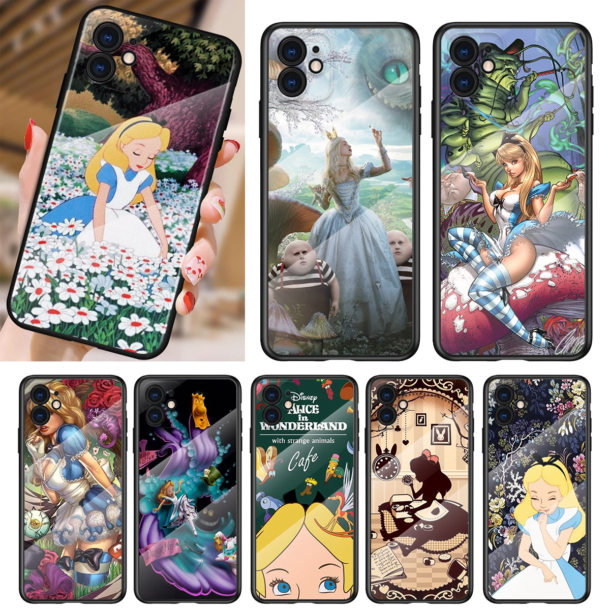 

Tempered Glass Cover Alice In Wonderland For Apple iPhone 12 11 8 7 6 6S XS XR SE X 2020 Pro Max Mini Plus Phone Case