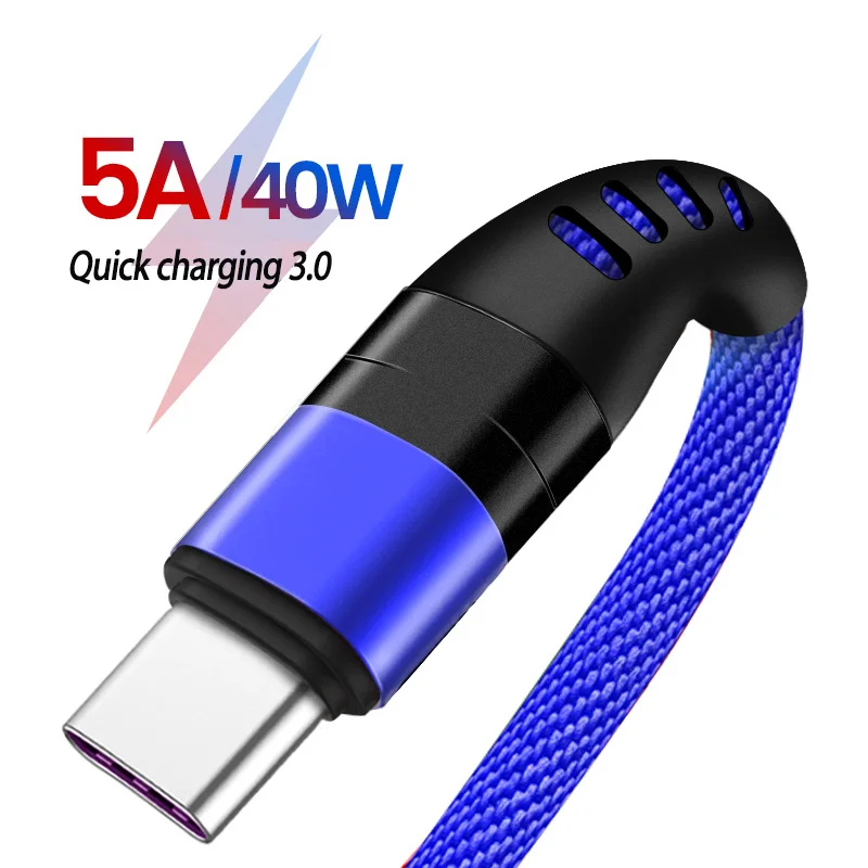 Кабель USB Type C 5A QC3.0 Quick Charge QC 3 0 Для Xiaomi Mi9 Samsung S10 S9 Plus Note 10 кабель для зарядного
