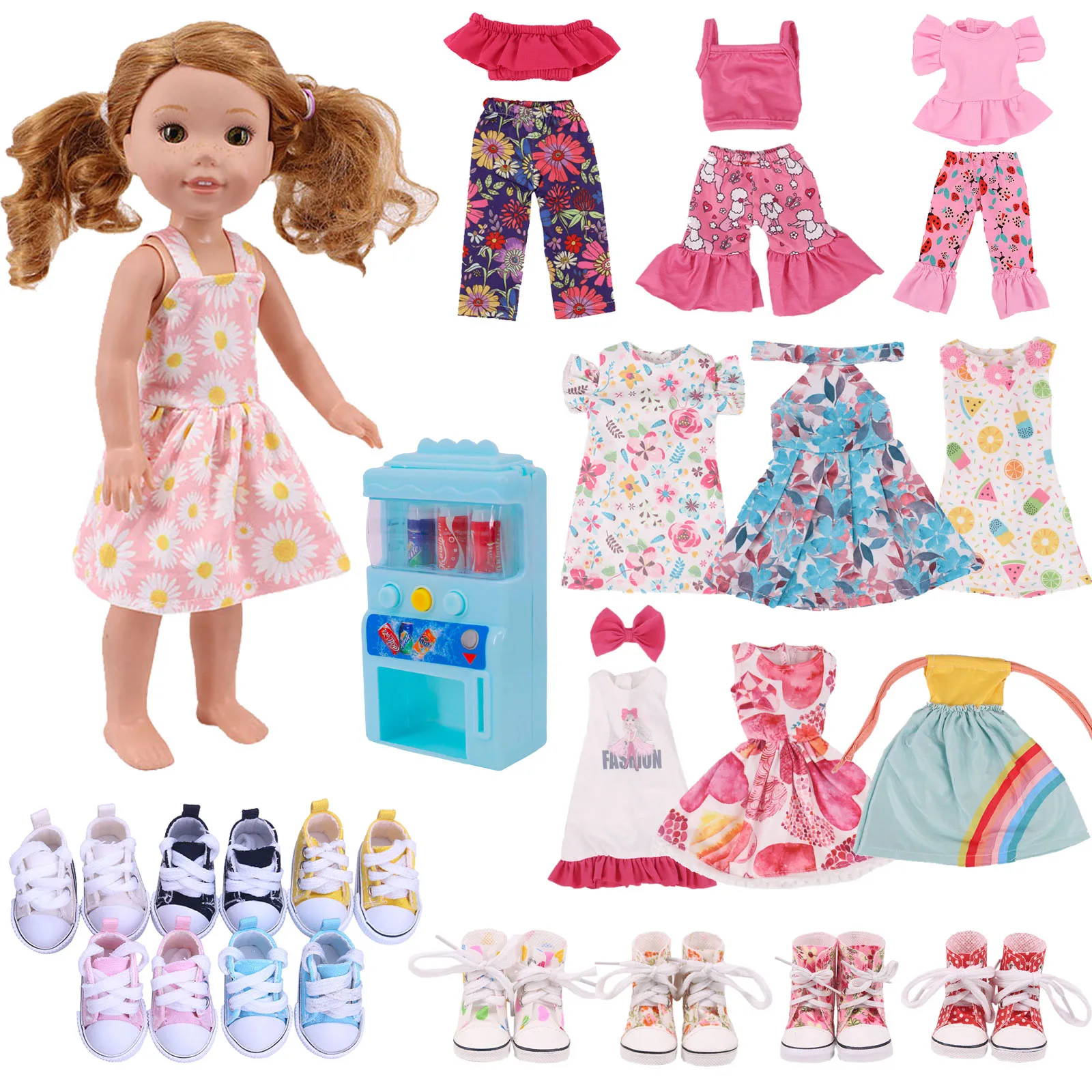 

Кукольная одежда, обувь, модное Цветочное платье для 14,5 дюймового Wellie Wisher & Paola Reina, повседневная одежда, аксессуары для одежды, подарок для де...