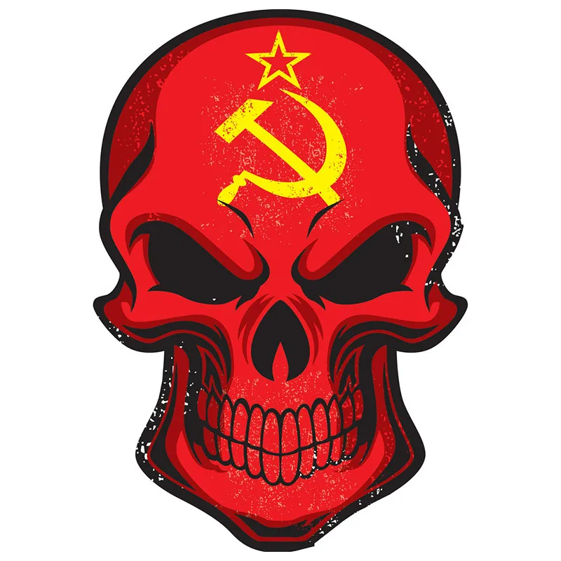 

Creativity Suitable for All Kinds of Car WaterproofSunscreen Sfunny Car Stickers Skull Hammer and Sickle DecalsPVC 11cmX15cm