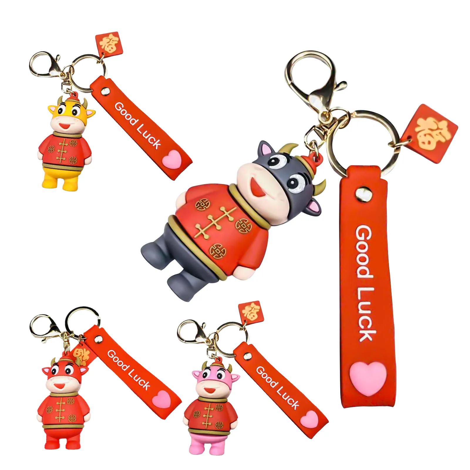 

Lovely Cartoon Cattle Design Pendant Keychain Key Holder Bag Decor Accessories