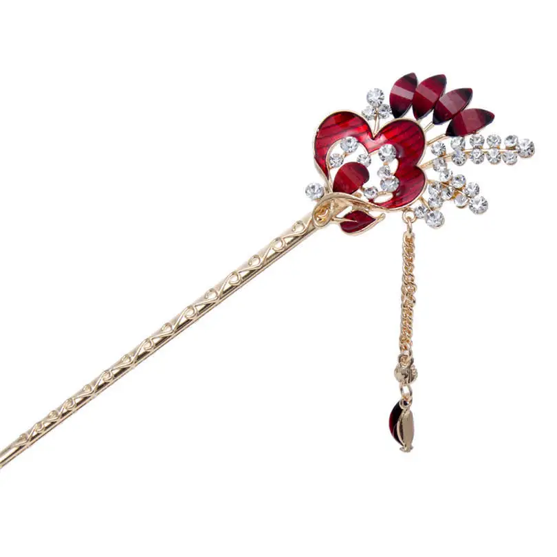 Модные стразы палочки для волос женщин в китайском стиле заколка цветок