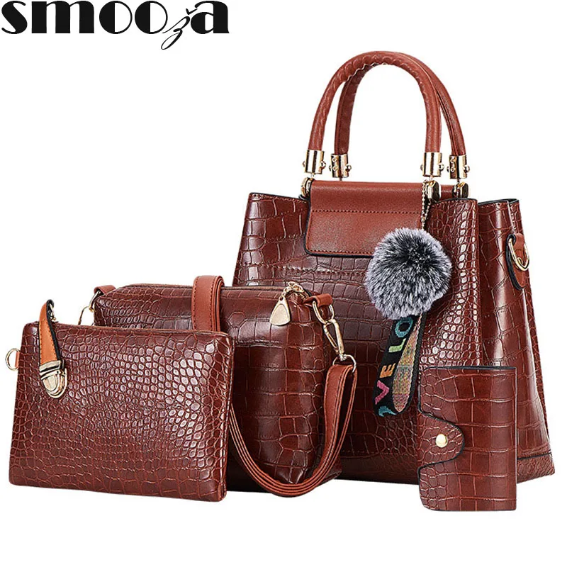 Женская сумка SMOOZA роскошная с крокодиловым узором композитная дизайнерская
