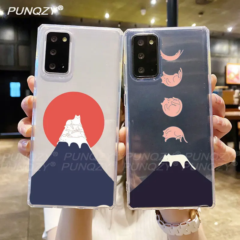 

Abstract Mountain Cat Wave Phone Case For Samsung Galaxy A52 A32 S21 A71 S20 FE A51 A72 S10 plus S9 Plus A50 A70 A12 TPU Cover