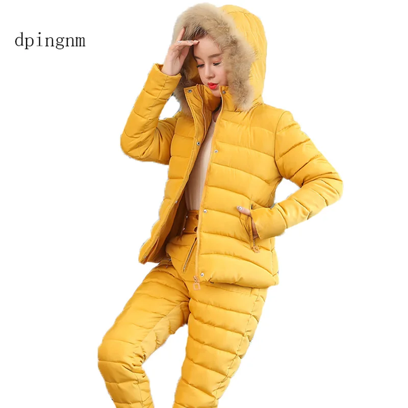 

2019 New Winter Jacket Women Faux Fur Hooded Parka Coats Female Long Sleeve Thick Warm Snow Wear Jacket Coat TopsTwo-piece cot