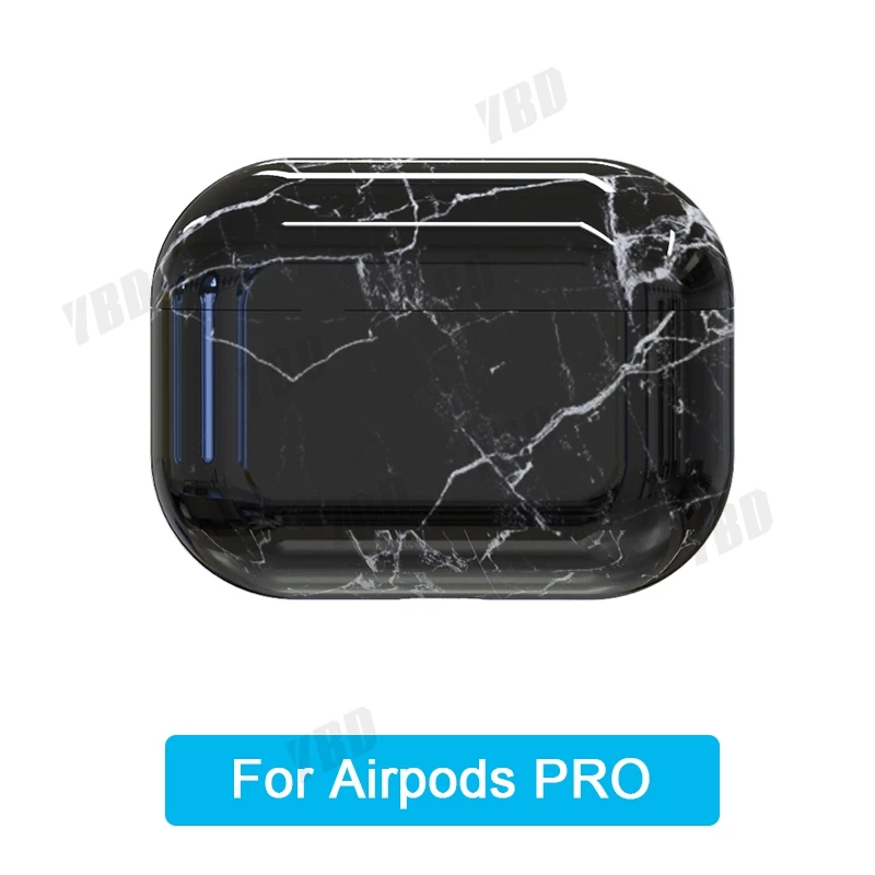 Bright black pro YBD роскошный чехол с мраморным рисунком для AirPods цвета чехол для Apple Airpods Air Pods чехол Coque Funda для Airpod аксессуары - Цвет: Bright black pro