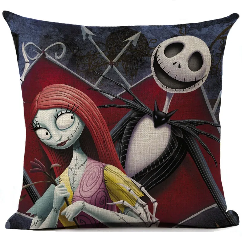 

Halloween Cartoon Skull Jack Printed Cushion Cover Nightmare Before Christmas Decorative Sofa Car Chair Home Decor Pillow Case