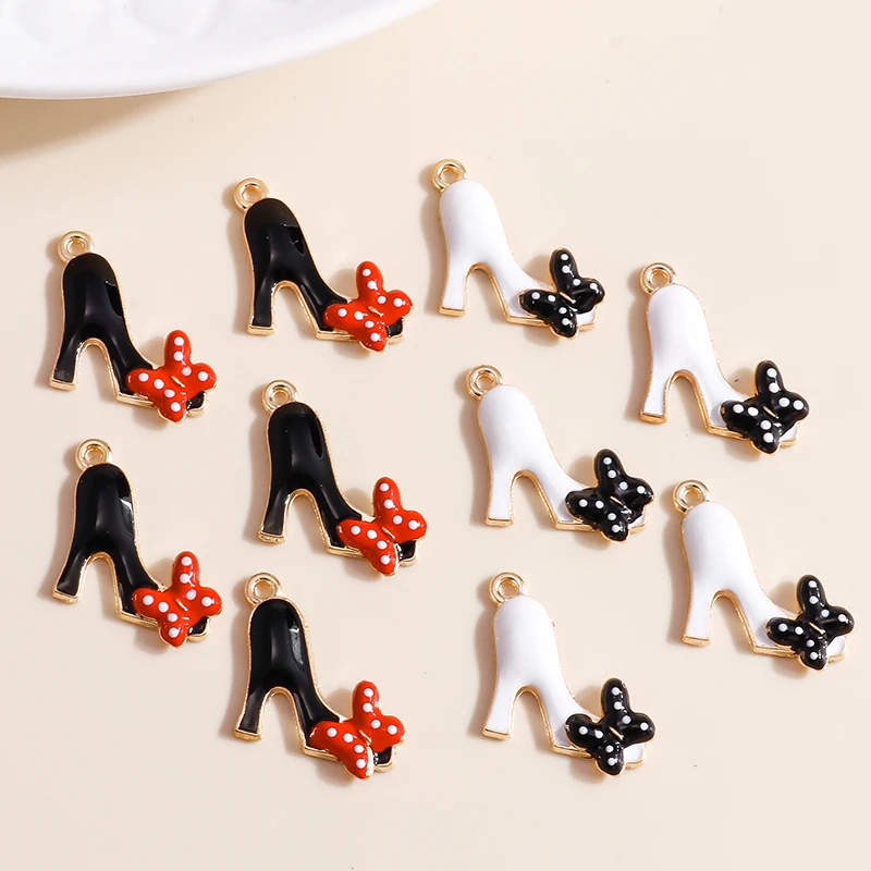 10pcs Mix Cute Girls Bow Balloon Lipstick Highheel Charms Pendants for Necklaces Earrings Keychain DIY Jewelry Making Accessory - купить по
