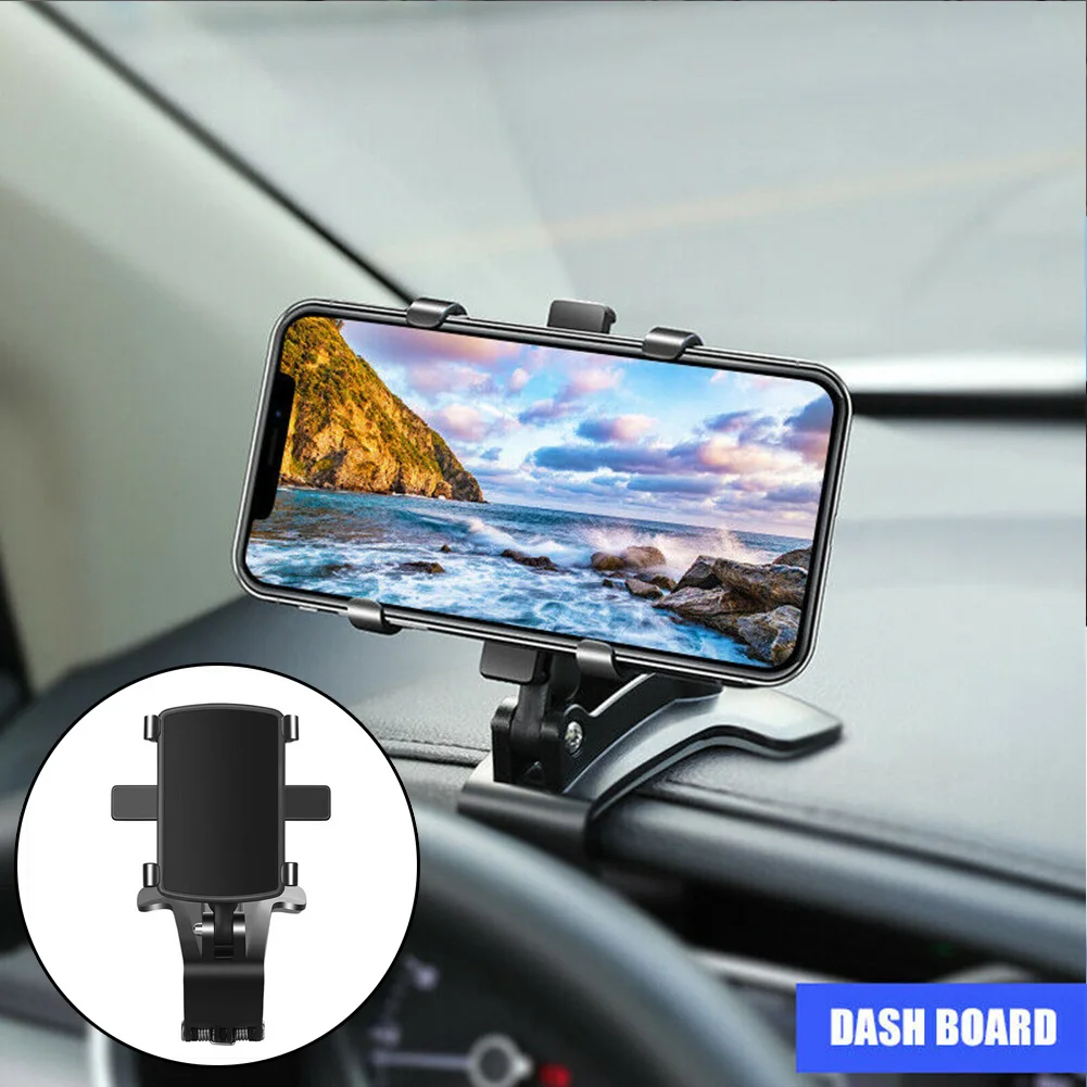 

For 3-7 Inch Dashboard Smartphones Phone Holder ABS Clip 360 Rotation Mounts Holder Black Safe Driving Accessories