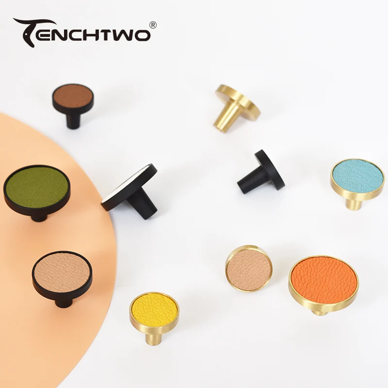 Роскошные кожаные латунные технические ручки для кухонного шкафа шкаф коробка