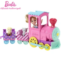 barbie club chelsea series doll choo choo train playset kid toy cute cat accessories pink wheels for christmas gift frl86