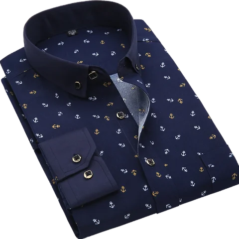 Рубашка мужская с длинным рукавом и принтом, модная повседневная дизайнерская блуза с карманами, Облегающая рубашка, 2020 полиэстер, SH001, Весна 100%
