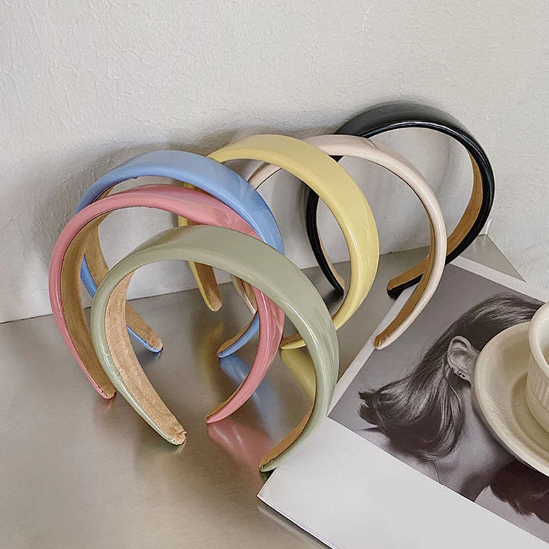 

Sponge Padded Hair Band Korean PU Hair Hoop Pressure Hair Wide-brimmed Head Hoop Simple Non-slip Wash Face Hair Accessories