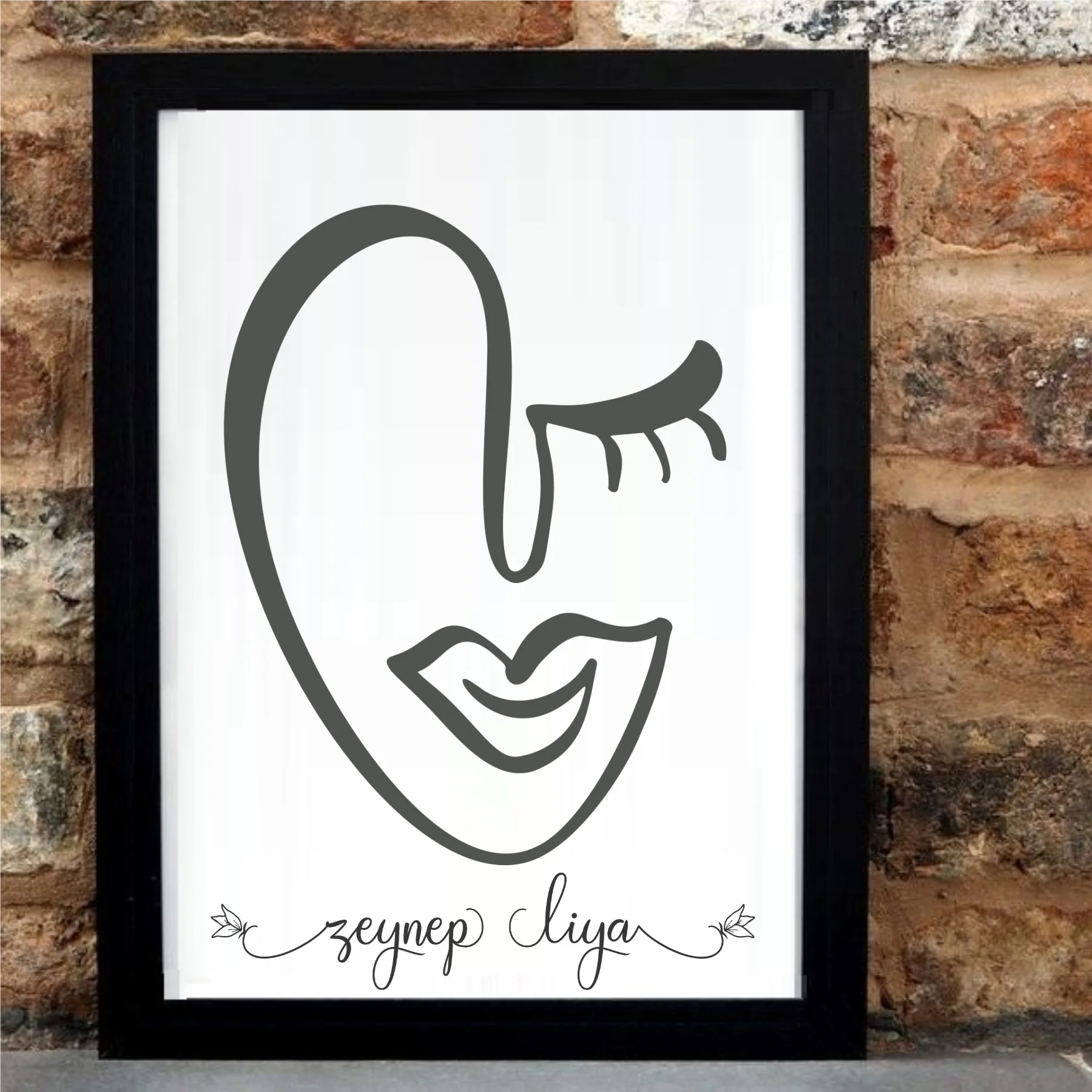 

Personalized Name Written Charcoal Abstract Face Frame-Y9