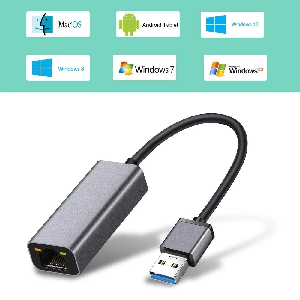 

Hot USB Ethernet Adapter USB 3.0 Network Card USB to RJ45 Lan Cable for Windows 10 Xiaomi Mi Box 3 Nintend Switch Ethernet USB