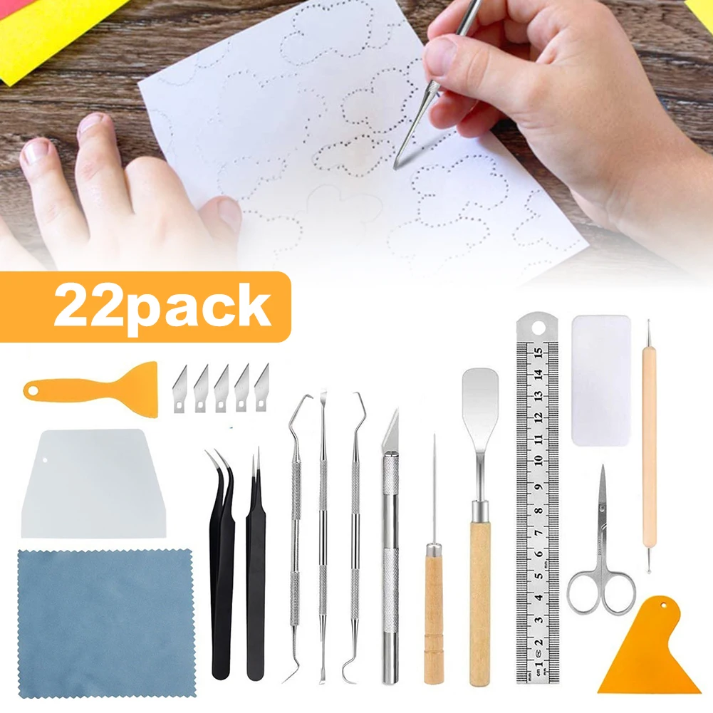 

22 PCS Craft Weeding Tools Set Vinyl Tool Kit For Cutting Carving DIY Work Craft Vinyl Tools Gardening Tool Set For Dropshipping