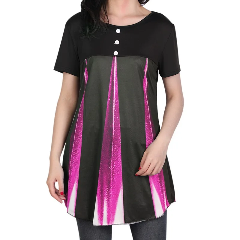 Женская блузка с коротким рукавом и круглым вырезом принтом | одежда