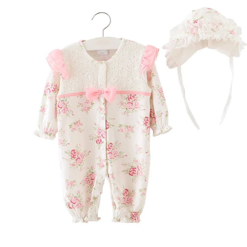 Цветочный комбинезон для новорожденных девочек кружевной Bernat маленьких одежда