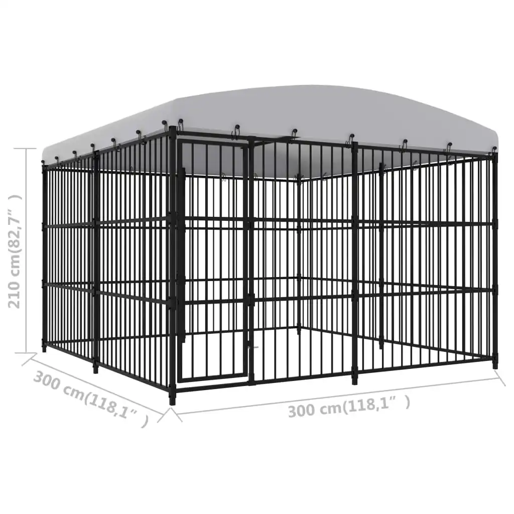

Outdoor Dog Kennel with Roof 118.1"x118.1"x82.7"