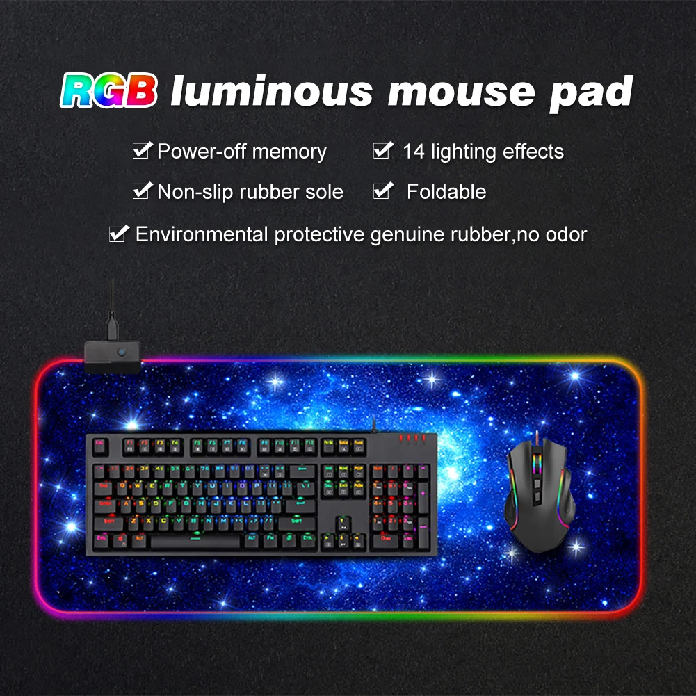 

Large Office RGB LED Illumination Mouse Pad Mat Game Gamer forRazer Gaming Mousepad Keyboard Compute Anime Desk Mat for CSGO