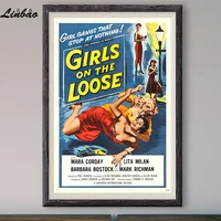 v246 1958 girls on the loose vintage classic movie print silk poster home deco wall art gift
