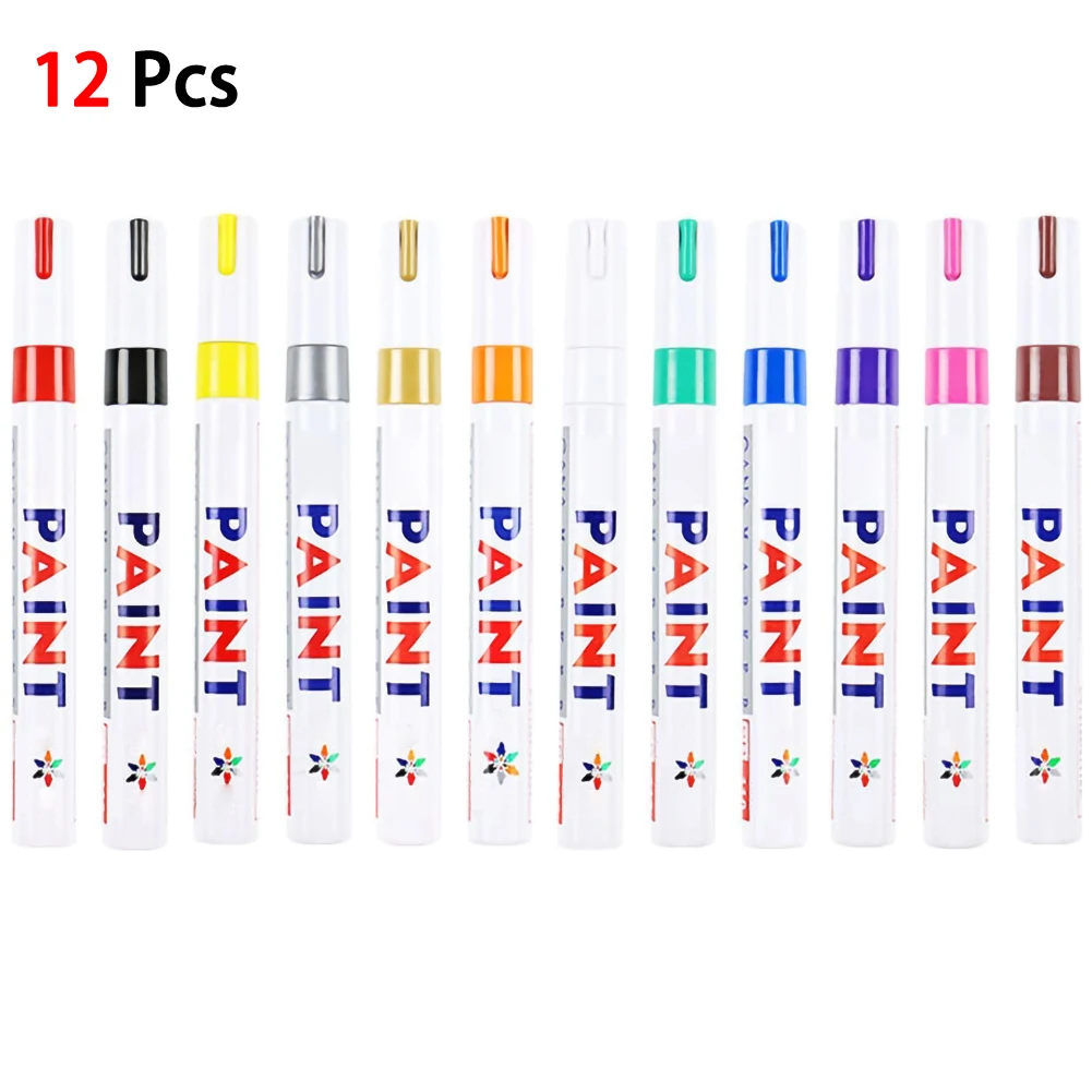 

Colorful Waterproof sunscreen Pen Car Tyre Tire Painting Pen DIY Album Super Cool Black Card Graffiti Pen