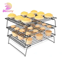 deouny 3 layers stackable cake food cooling rack biscuits bread cookie pizza net holder tray baking tools oven kitchen accessory