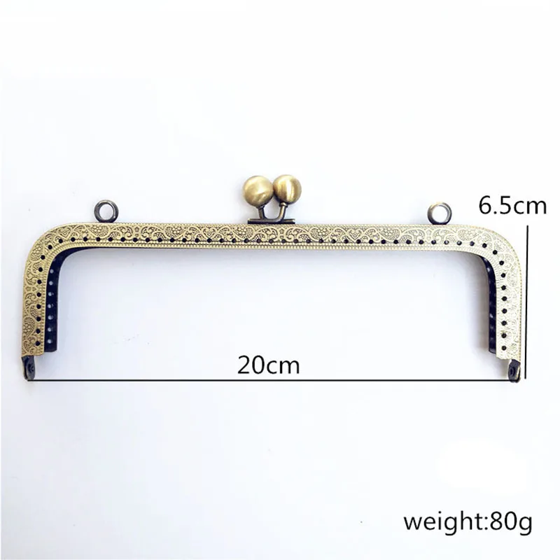 10Pcs 20cm Square Metal Purse Frame Handle for Clutch Bag Handbag Accessories 8inch Kiss Clasp Lock Antique Bronze Brass Silver