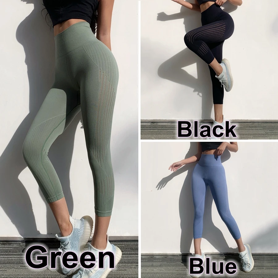 BINAND Solid Sports Leggings Push Up Seamless Sport Women Fitness Tights Elastic Running 3/4 Capri Quick Dry Yoga Pants | Спорт и