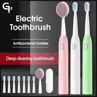 gezhou electric toothbrush rechargeable ipx7 waterproof toothbrush for children 5 mode travel toothbrush with 8 brush head