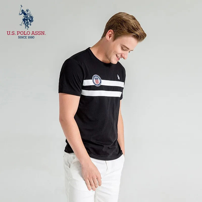 Us Polo Assn New Four Colors Men's Short Sleeve T-shirt Round Neck Cotton Fashion Trend Casual All-match Sports Shirt | Мужская