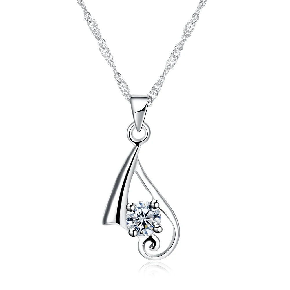 

ZEMIOR Irregular Pendant Necklaces Women 100% 925 Sterling Silver Exquisite Cubic Zirconia Necklace Elegant Trendy Jewelry Gift