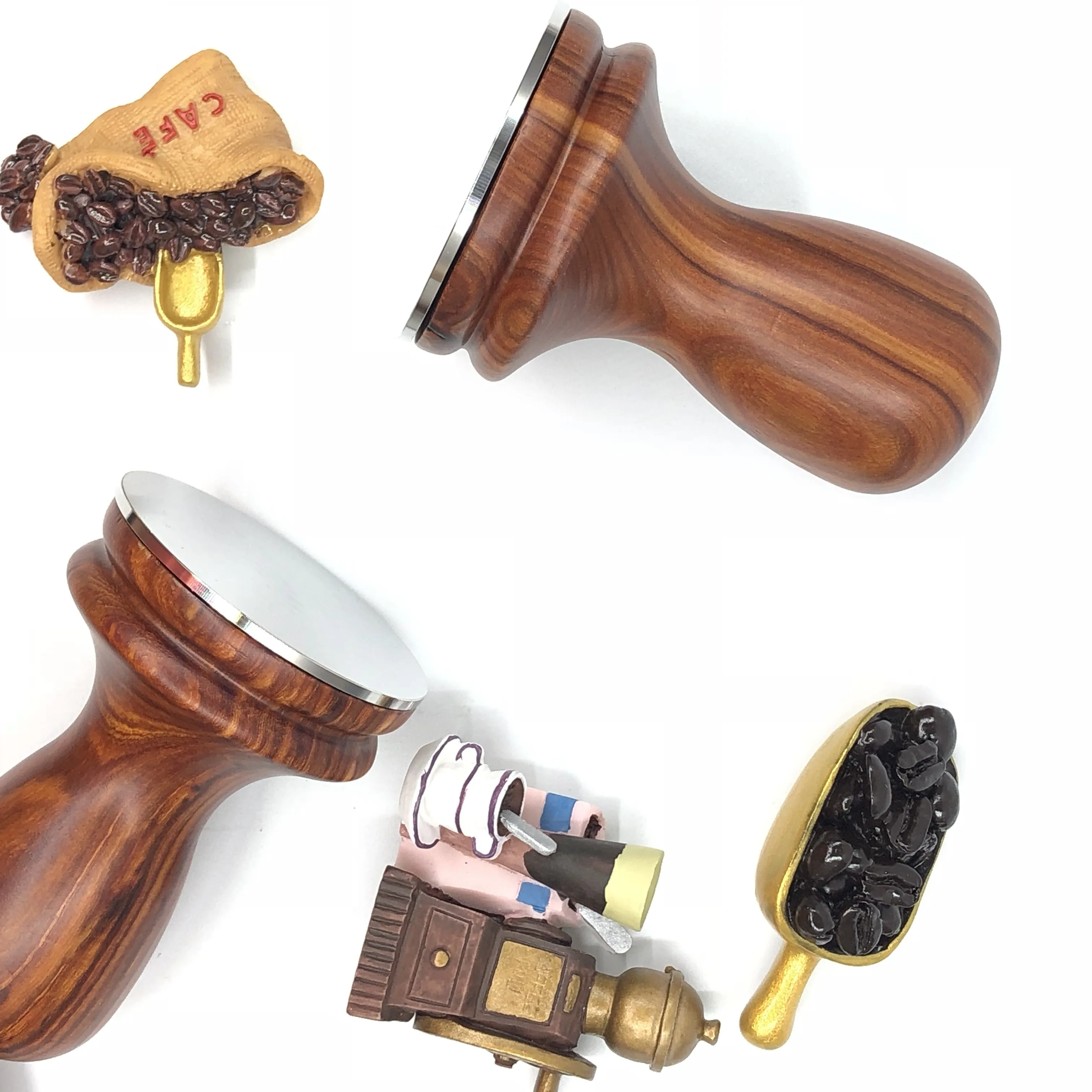 Ручка из красного сандалового дерева 58 мм бариста|Темперы для кофе| |