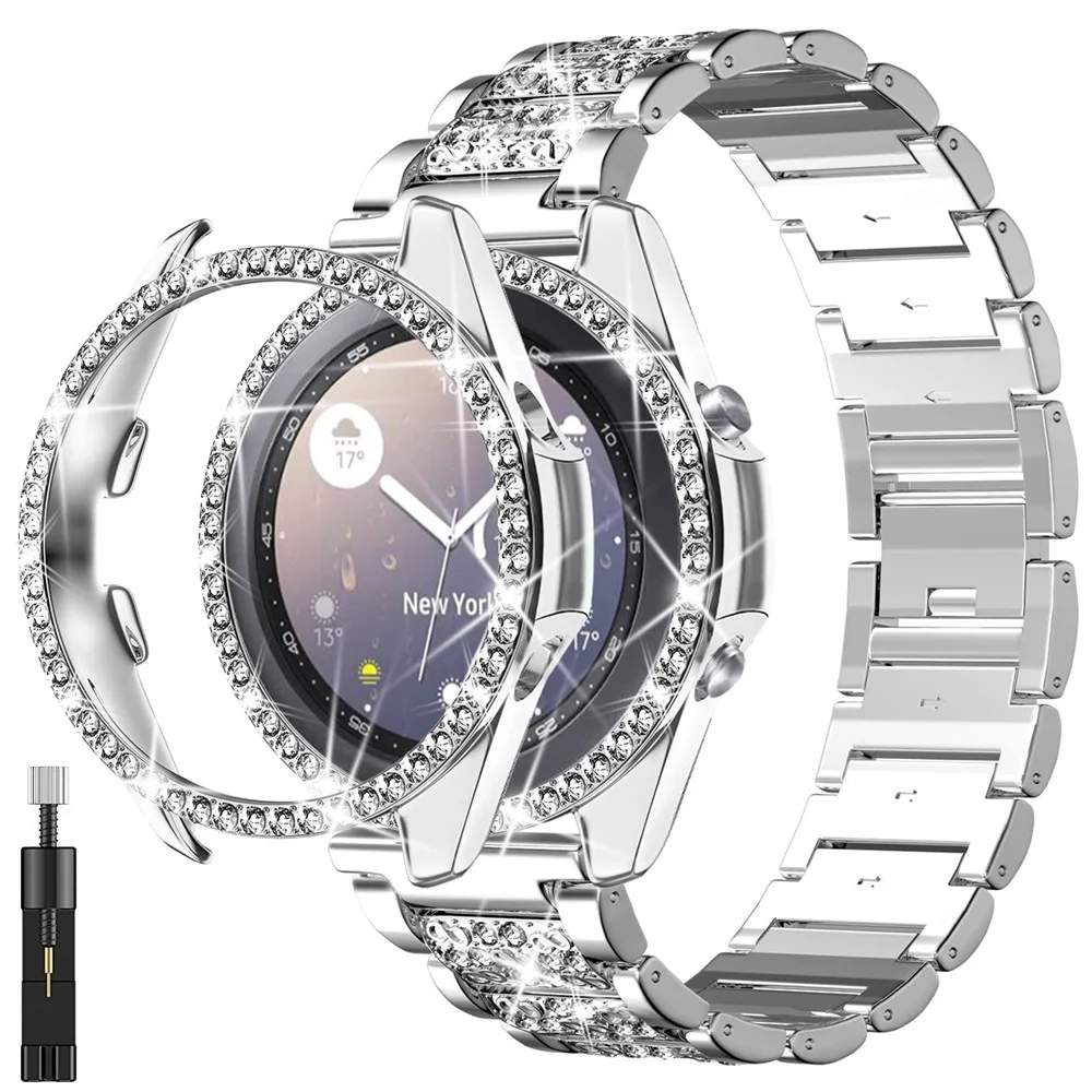 

case + strap for samsung galaxy watch 3 41mm 45mm band with case Women Dressy bling Bracelet for galaxy watch 3 45 41mm correa