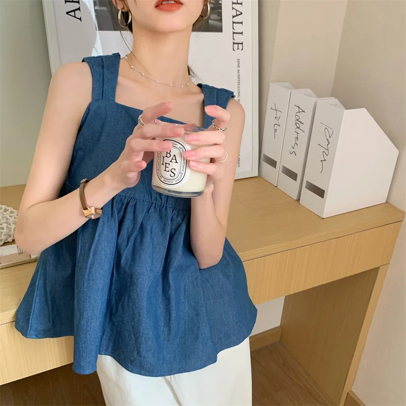 Женский летний топ без рукавов в французском стиле | Женская одежда