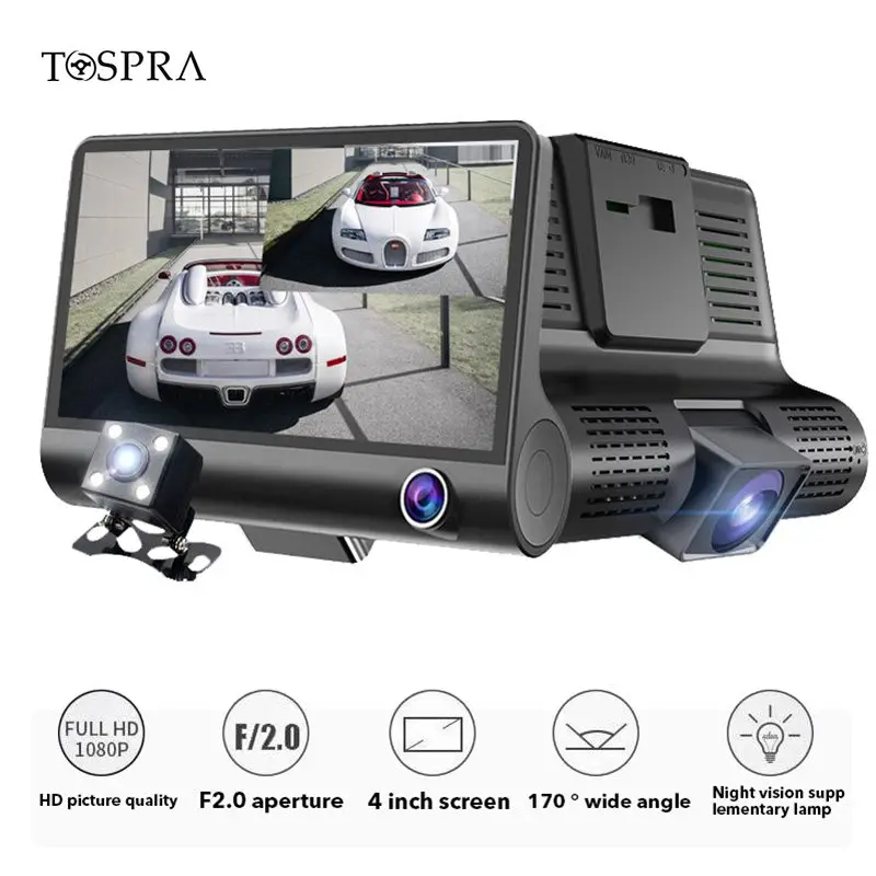 TOSPRA 2/3 объектив камеры 1080P HD зеркало заднего вида Автомобильный видеорегистратор