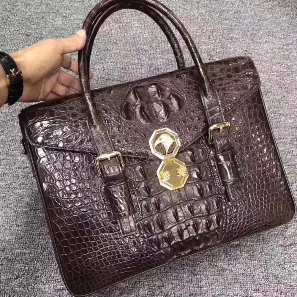 Высокое качество натуральной крокодиловой кожи мужской портфель бизнес сумка