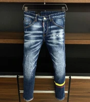 men jeans pants slim fit authentic classic dsquared2 mens printed jeans pants punk skinny hip hop fashion 9801