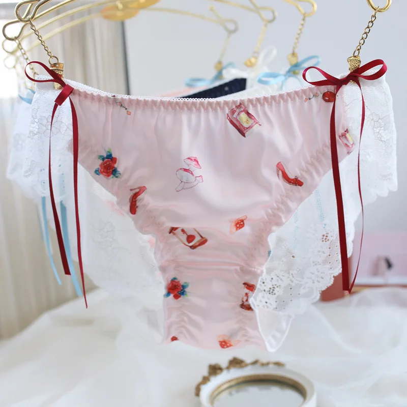 floral pink Женские трусы со звездами, трусики-кюлоты, японское сексуальное кружевное красивое женское нижнее белье для девочек, горячая распродажа, прозрачные трусики - Цвет: floral pink
