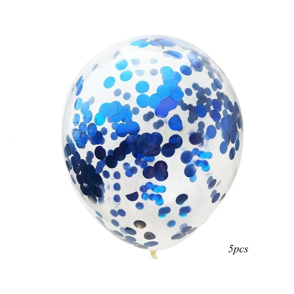 Blue 5 шт. 12 дюймов многоцветный воздушный шар "Конфетти" фольгированный шар Свадебная вечеринка украшение утолщение груша шары украшения на день рождения - Цвет: Blue
