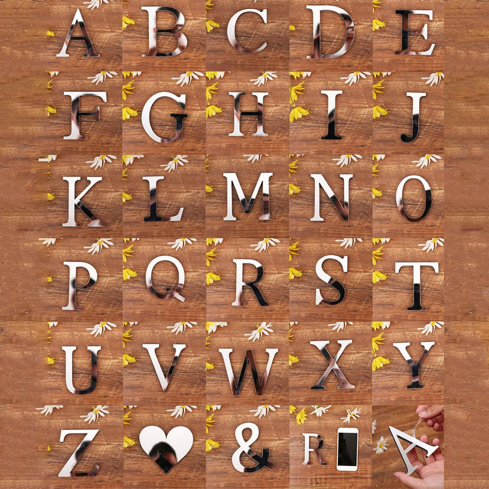 3D зеркальные буквы наклейки на стену с логотипом именем алфавитом искусственный