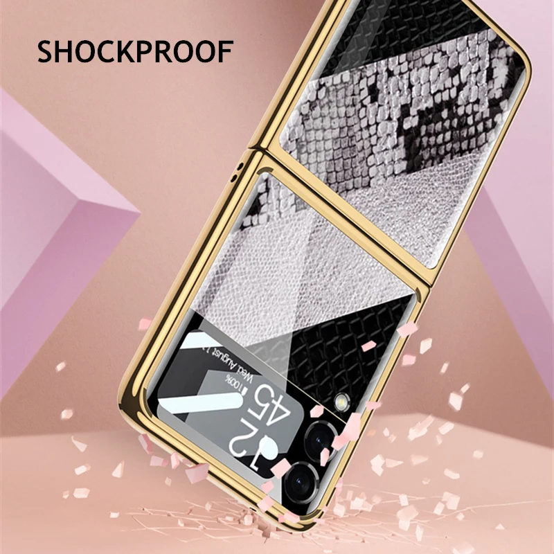 lens glass protection case for samsung galaxy z flip 3 phone cover plating frame hard tempered glass case for galaxy z flip3 5g free global shipping