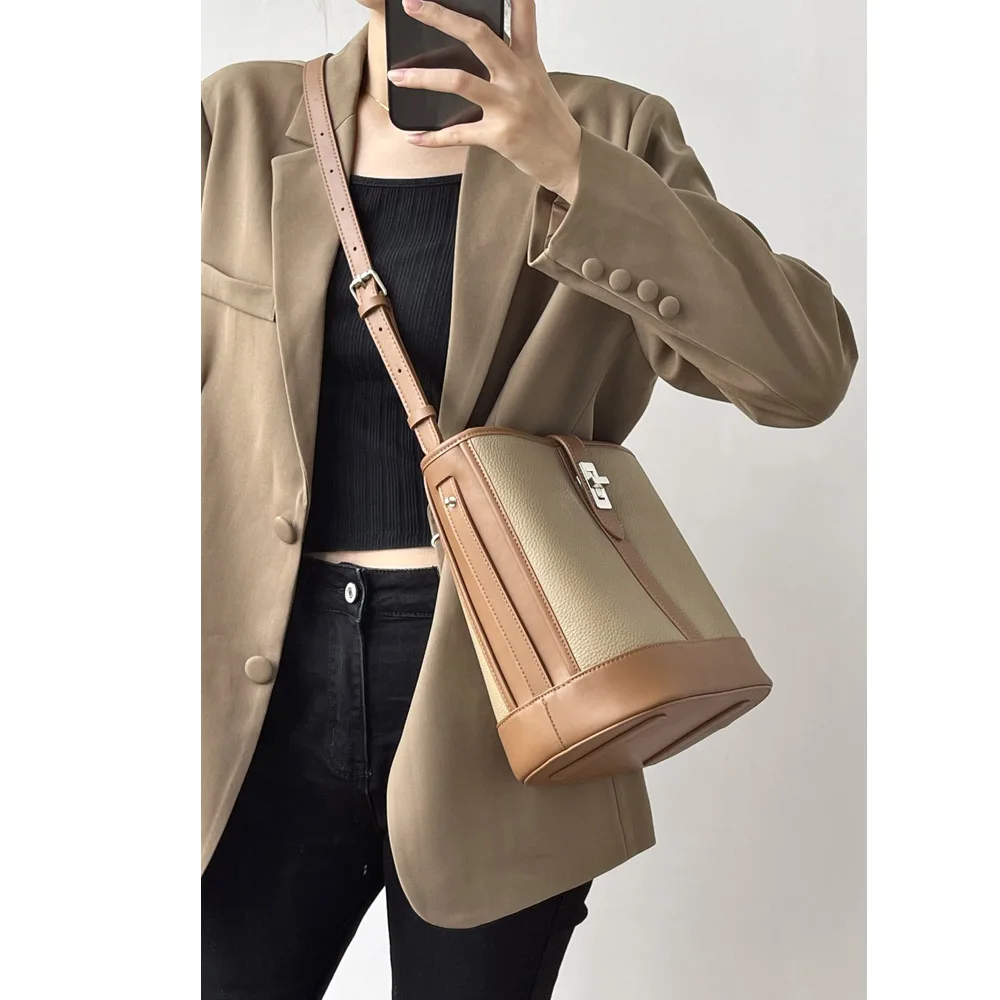 

2021 fashion bucket bag, new women's bag, leather women's bag