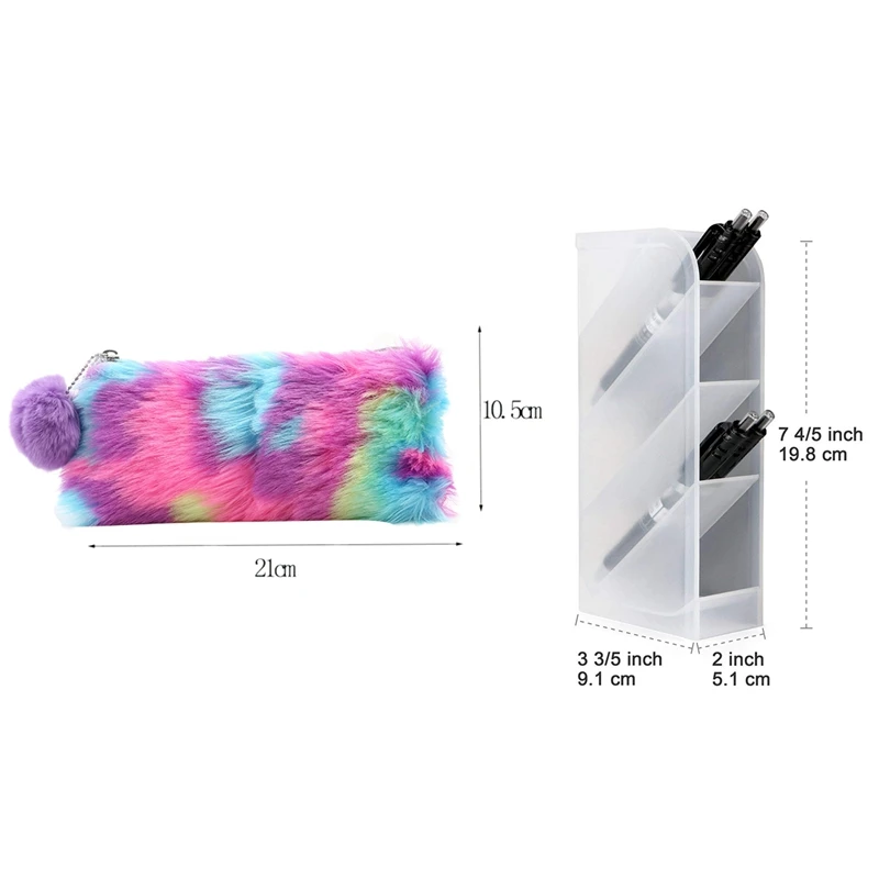 5 шт. чехол для карандашей: 1 милый плюшевый Радужный карандашей сумка ручек и 4