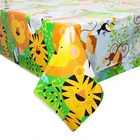 Одноразовая скатерть с животными из джунглей, Дикий Тигр, Лев, обезьяна вечерние ринка, сафари, украшение для вечеринки в честь Дня Рождения, детская накидка на стол для мальчиков и девочек