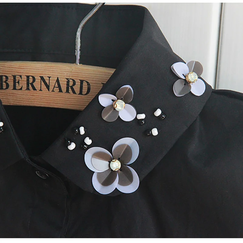 Falsa бисером орхидеи съемный S Съемная Манишка рубашка с фальшивым воротником из