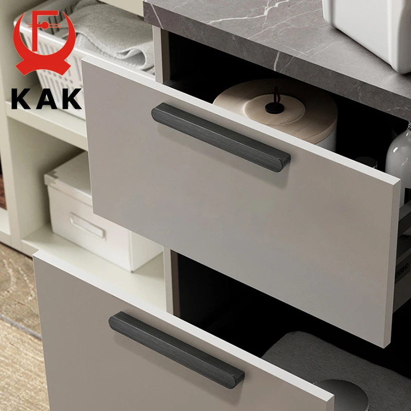 Фото KAK American Style Black Cabinet Handles Aluminum Alloy Kitchen Cupboard Pulls Drawer Knobs Long Furniture Handle Hardware №5