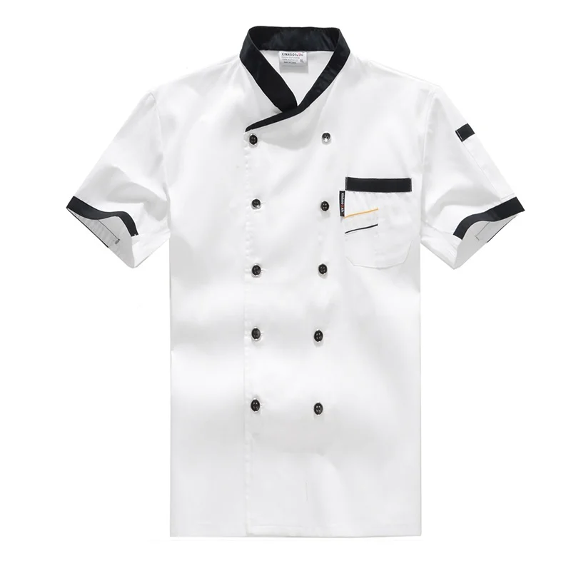 Short Sleeve Куртка шеф-повара короткий/длинный рукав рубашка повара бариста ресторан отель Рабочая форма пекарь одежда для официанта - Цвет: Short Sleeve