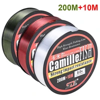 210m nylon fishing line soft and strong fluorocarbon coated monofilament carp fishing surfcasting sea fishing equipment goods